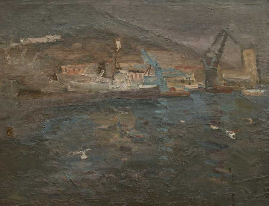Картина Вячеслава Карелина, Осенний порт, 1980