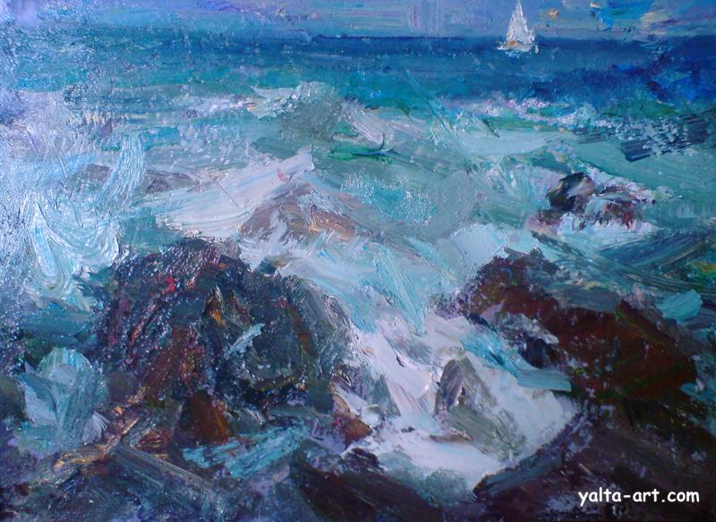 Картина Андрея Орлова, Море, камни, Галерея Yalta-Art
