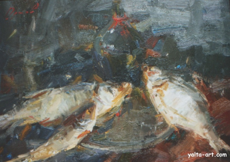 Картина Андрея Орлова, Натюрморт с рыбой, Галерея Ялта-Арт