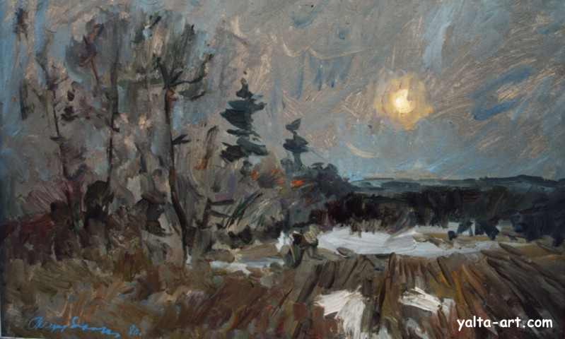 Картина Федора Захарова, Зимнее солнце, Галерея Ялта-Арт